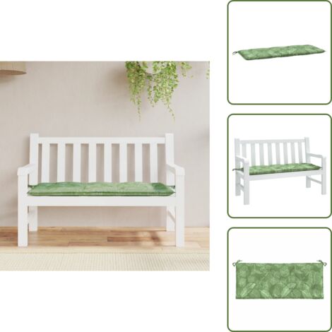 Cojín de jardín - vidaXL Cojín para banco de jardín tela estampado de hojas 120x50x7 cm - Cojín de patio