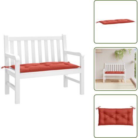 Cojín de jardín - vidaXL Cojín para banco de jardín tela rojo melange 100x50x7 cm - Cojín para patio