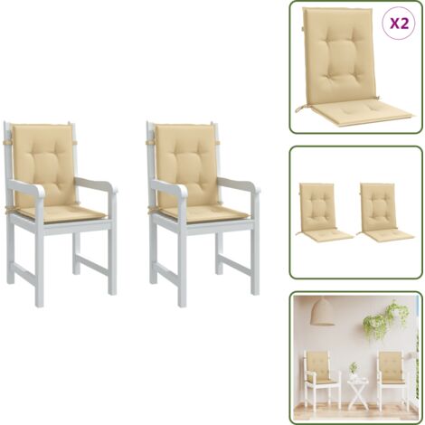 Cojín de jardín - vidaXL Cojines silla respaldo bajo 2 ud tela beige melange 100x50x4 cm - Cojín de patio