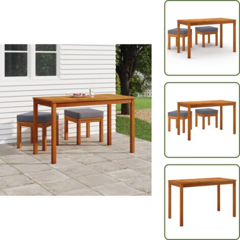 Cojín de jardín - vidaXL Set de comedor para jardín 3 piezas con cojines madera acacia - Comedor exterior