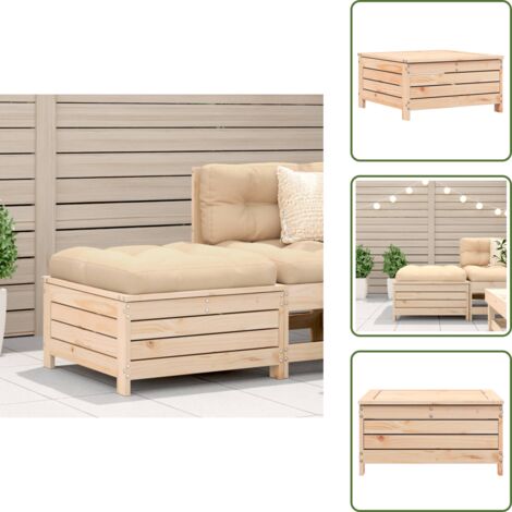 Cojín de madera - vidaXL Taburete de jardín con cojín madera maciza de pino - Madera maciza