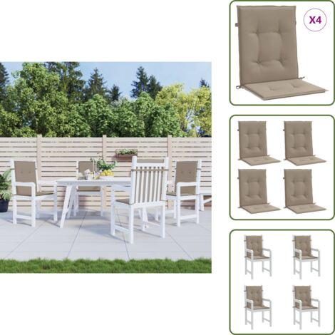 Cojín de oficina - vidaXL Cojín de silla de jardín respaldo bajo 4 uds tela Oxford taupé - Cojín de silla de jardín