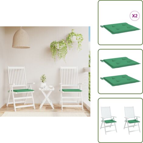Cojín de oficina - vidaXL Cojín silla jardín respaldo bajo 2 uds tela Oxford verde - Cojín verde
