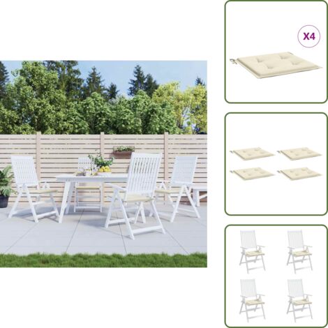 Cojín de oficina - vidaXL Cojín silla jardín respaldo bajo 4 uds tela Oxford crema - Cojín de casa