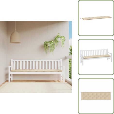 Cojín de patio - vidaXL Cojín de banco de jardín tela Oxford beige 200x50x7 cm - Cojín de salón
