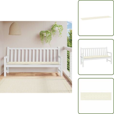 Cojín de patio - vidaXL Cojín de banco de jardín tela Oxford crema 200x50x4 cm - Cojín de salón