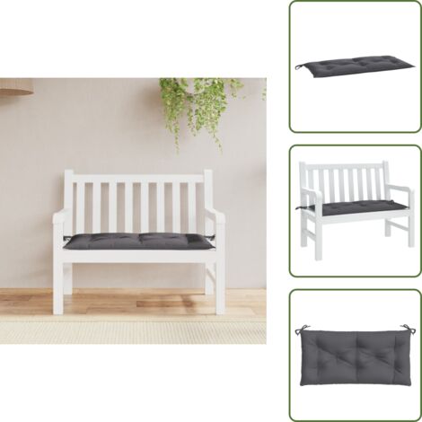 Cojín de patio - vidaXL Cojín de banco de jardín tela Oxford gris antracita 110x50x7 cm - Cojín de salón
