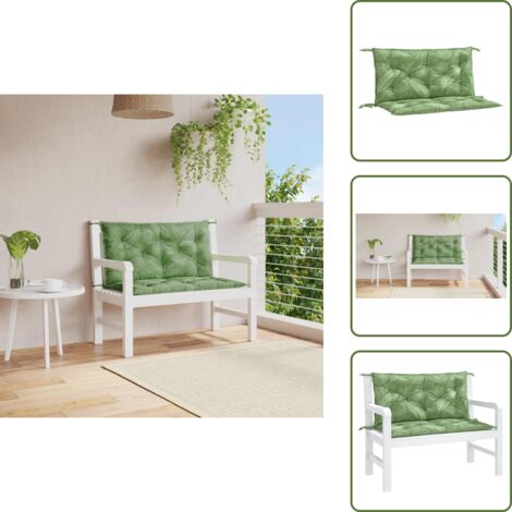 Cojín de patio - vidaXL Cojines banco jardín 2 uds tela estampado de hojas 100x50x7 cm - Cojín de salón