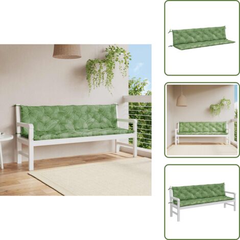 Cojín de patio - vidaXL Cojines banco jardín 2 uds tela estampado de hojas 200x50x7 cm - Cojín de salón