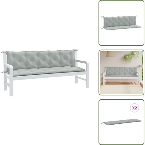 Cojín de patio - vidaXL Cojines banco jardín 2 uds tela gris claro melange 180x50x7 cm - Cojín de salón
