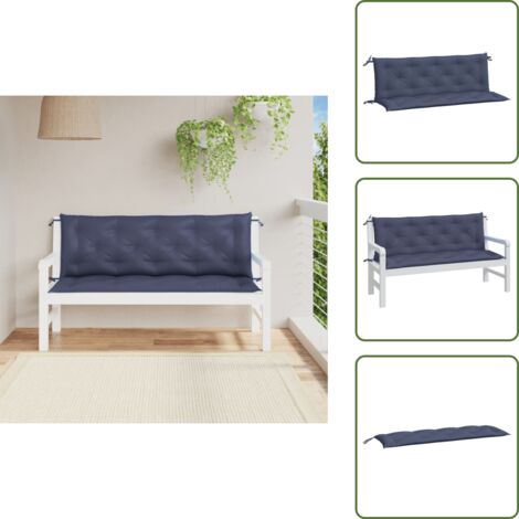 Cojín de patio - vidaXL Cojines banco jardín 2 uds tela Oxford azul marino 150x50x7 cm - Cojín de salón