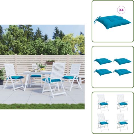Cojín de patio - vidaXL Cojines de silla de jardín 4 uds tela Oxford azul 50x50x7 cm - Cojín de jardín azul
