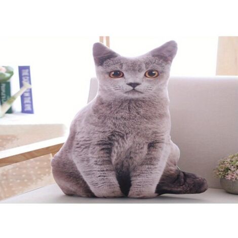 Cojín de peluche realista con forma de gato en 3D para una comodidad acogedora y una decoración divertida.