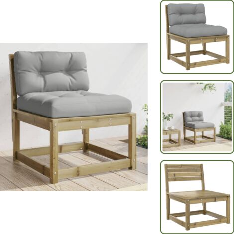 Cojín de respaldo - vidaXL Sofá de jardín con cojines madera impregnada de pino - Muebles de jardín