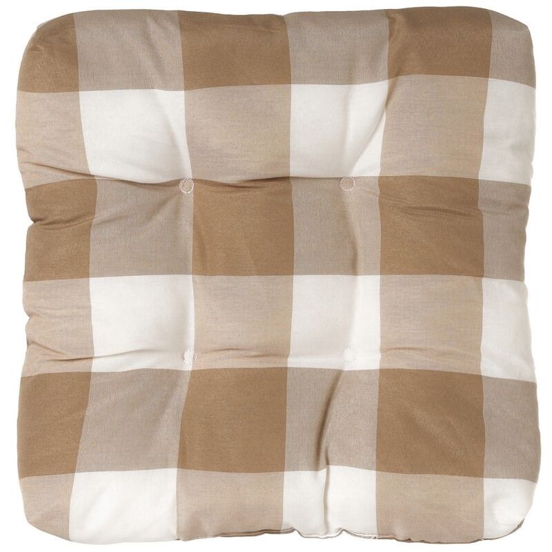 

Cojín de silla acolchado marrón y blanco de poliéster de 45x45 cm