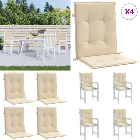 Cojín de silla de jardín respaldo bajo 4 uds tela Oxford beige - Cojín de silla - Cojín de exterior