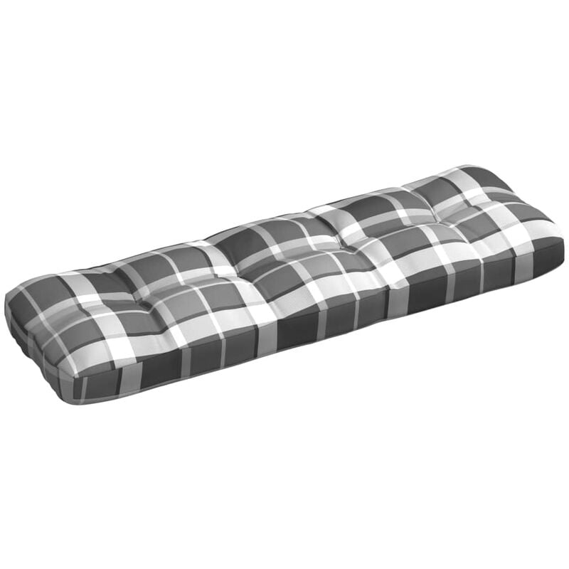 

Cojín de sofá de jardín patrón de cuadros tela gris 120x40x12cm