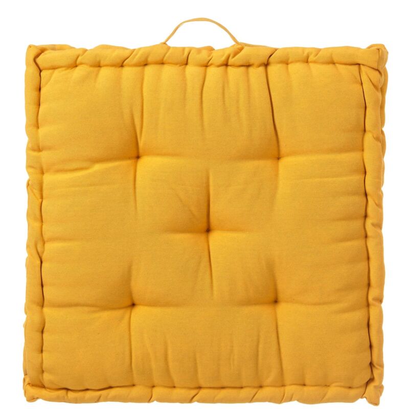 

Cojín de suelo amarillo moderno de algodón y poliéster de 60x60 cm