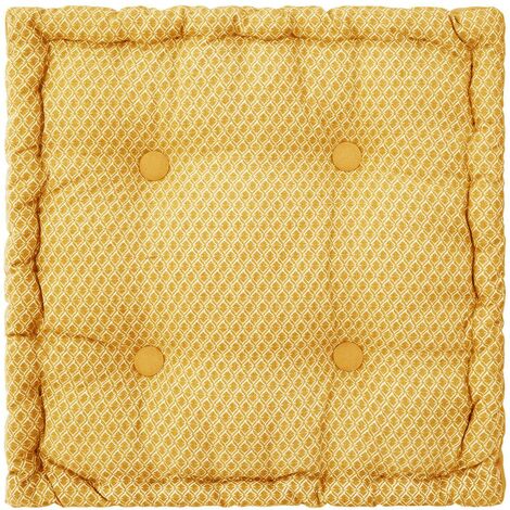 Cojín de suelo 'Otto' - algodón - amarillo mostaza 40 x 40 cm - Atmosphera créateur d'intérieur