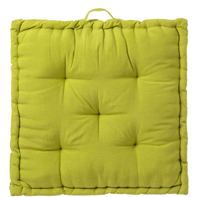 

Cojín de suelo verde moderno de algodón y poliéster de 60x60 cm