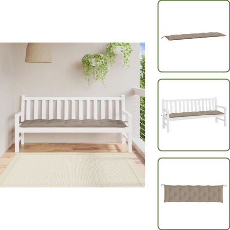 Cojín de tela - vidaXL Cojín de banco de jardín tela Oxford gris taupé 180x50x7 cm - Cojín de jardín gris