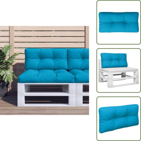 Cojín de tela - vidaXL Cojín para sofá de palets de tela azul claro 80x40x12 cm - Cojín para jardín