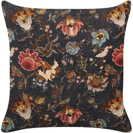 Cojín de terciopelo multicolor 45 x 45 cm algodón patrón floral glamour Ramonda