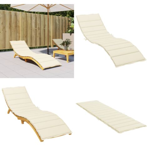 Cojín de tumbona de tela Oxford crema 200x70x3 cm - Cojín de jardín - Cojín de tela