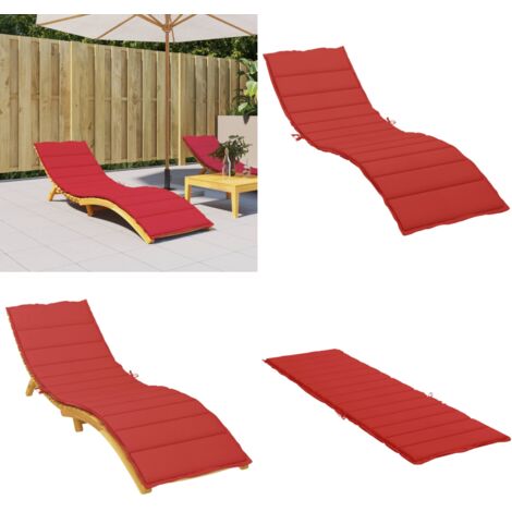 Cojín de tumbona de tela Oxford rojo 200x70x3 cm - Cojín de jardín - Cojín de exterior