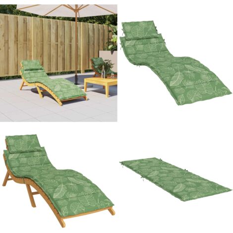 Cojín de tumbona tela Oxford estampado de hojas - Cojín de jardín - Cojín de exterior