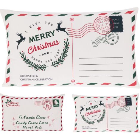 Cojín decorativo con postal navideña de 50 x 30 cm. Pieza única