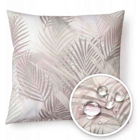 Cojín decorativo de jardín, impermeable y resistente a los rayos UV, con estampado de hojas estilo boho en color beige, relleno de 40 x 40 cm.