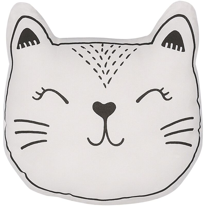 

Beliani - Cojín decorativo gato blanco/negro 42x38 cm CENNAJ