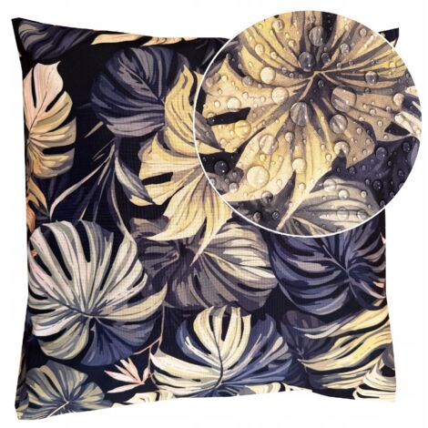 Cojín decorativo MONSTERA GOLD para jardín, impermeable y resistente a los rayos UV, 40 x 40 cm + relleno