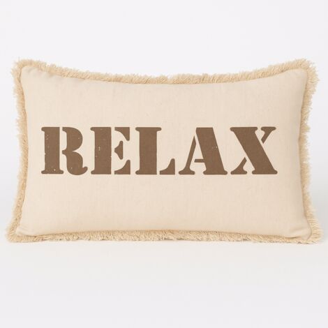 Cojín decorativo RELAX retro envejecido de 50 x 30 cm, diseño de bordes rugosos, simple y versátil, color blanco roto