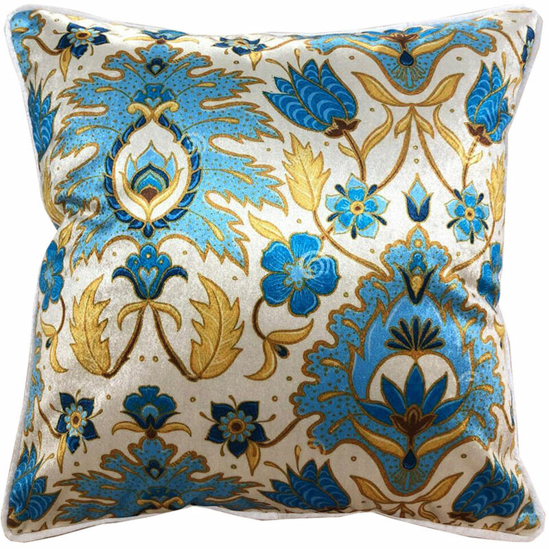 

Cojín DKD Home Decor Amarillo Azul Beige Poliéster Terciopelo Floral (45 x 10 x 45 cm)