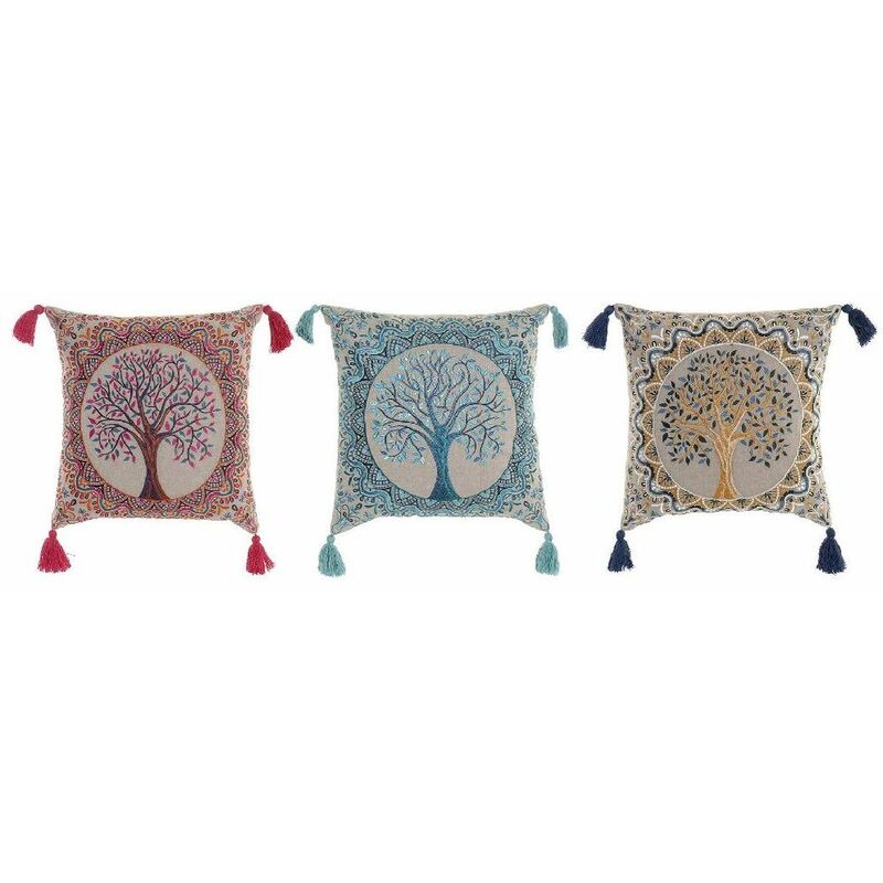 

Cojín DKD Home Decor Amarillo Azul Rojo Algodón Árbol (3 pcs) (40 x 10 x 40 cm)