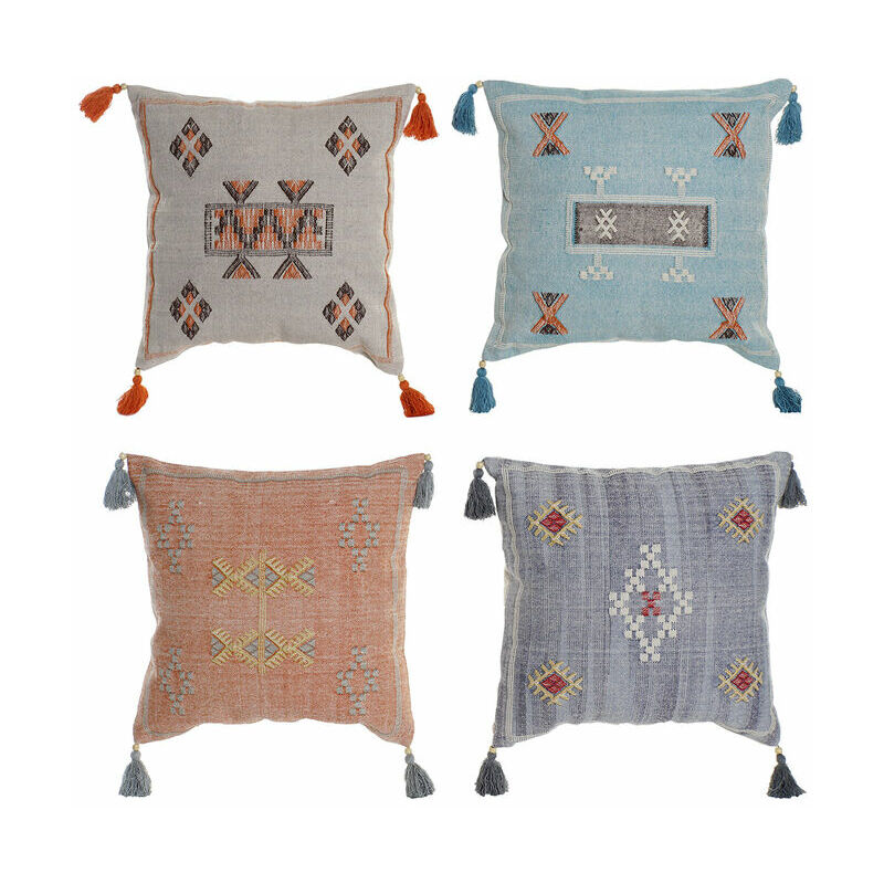 

Cojín DKD Home Decor Azul Beige Naranja Poliéster Algodón Azul cielo (4 pcs) (50 x 15 x 50 cm)
