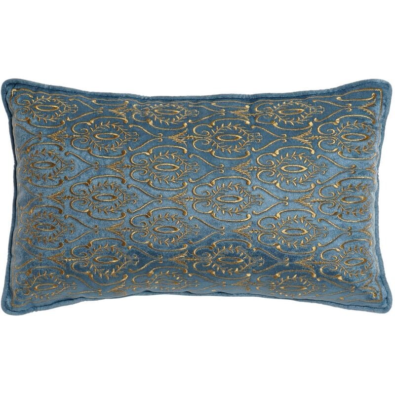 

Cojín DKD Home Decor Azul Poliéster Terciopelo Dorado (50 x 30 cm)
