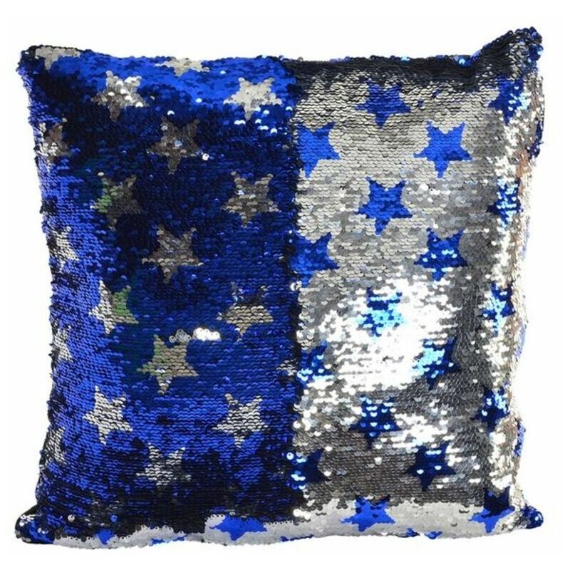 

Cojín DKD Home Decor Azul Lentejuelas Terciopelo Plateado (40 x 40 cm)