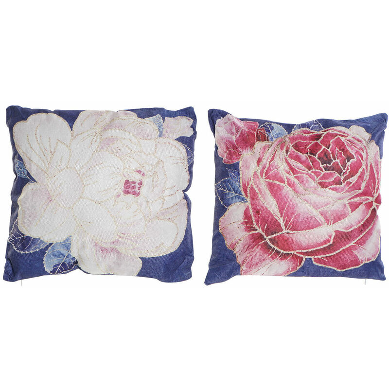 

Cojín DKD Home Decor Azul Rosa Poliéster Flor (2 pcs) (45 x 10 x 45 cm)