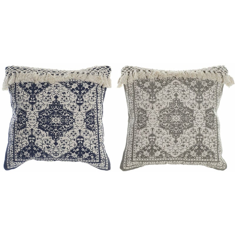 

Cojín DKD Home Decor Beige Gris Algodón Azul marino (2 pcs) (50 x 10 x 50 cm)