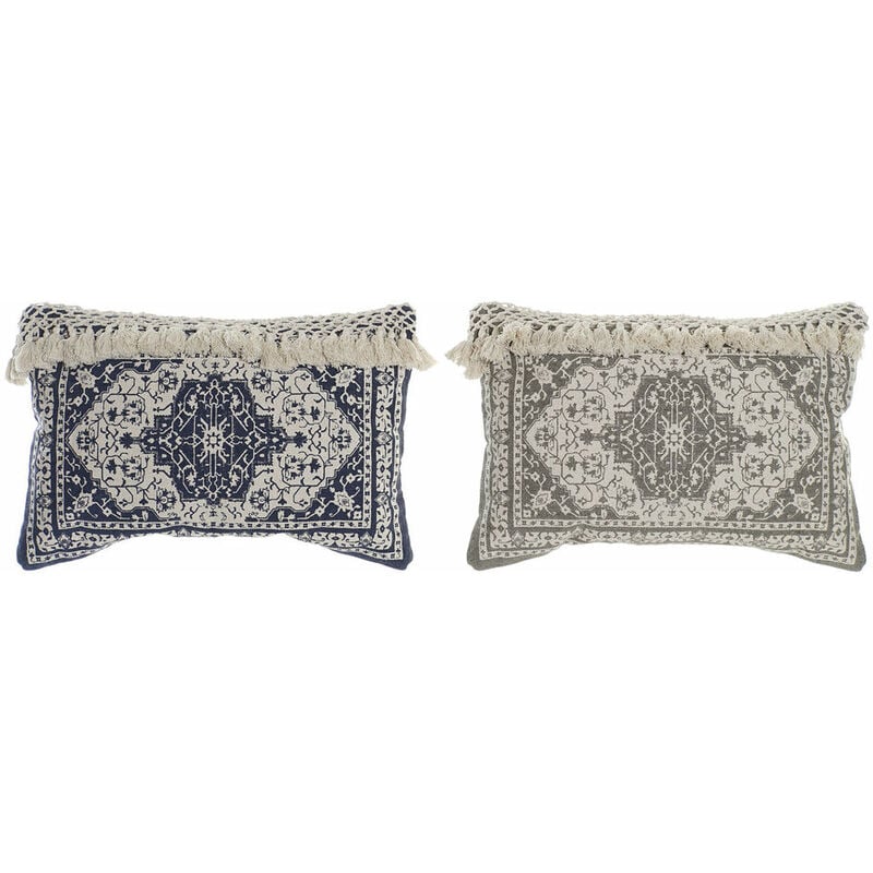 

Cojín DKD Home Decor Beige Gris Algodón Azul marino (2 pcs) (60 x 10 x 40 cm)