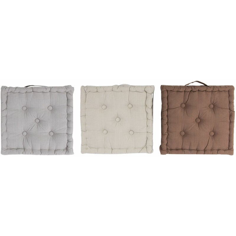 

Cojín DKD Home Decor De suelo Marrón Beige Gris Algodón (3 pcs) (40 x 40 x 7 cm)