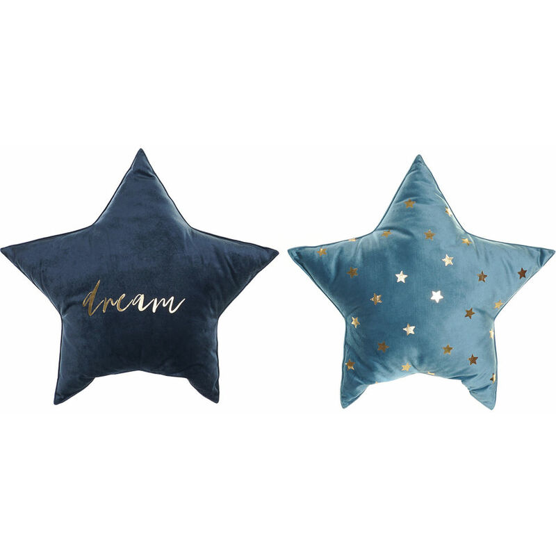 

Cojín DKD Home Decor Estrella Azul Poliéster Dorado (2 pcs) (50 x 10 x 50 cm)