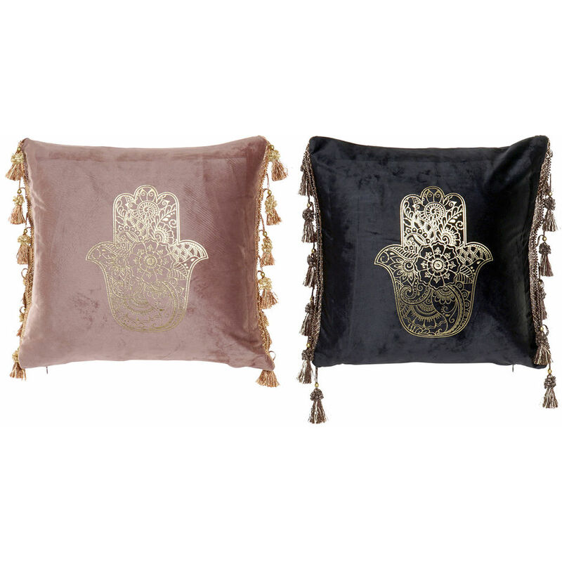 

Cojín DKD Home Decor Negro Rosa Poliéster Terciopelo (2 pcs) (45 x 10 x 45 cm)