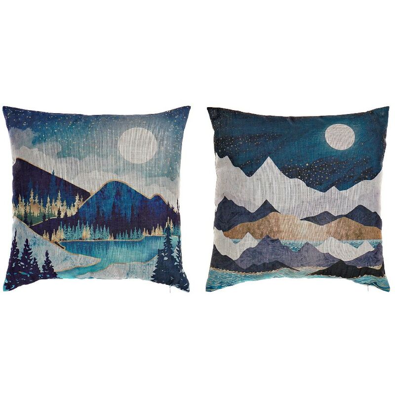 

Cojín DKD Home Decor Paisaje Multicolor Poliéster Montaña (2 pcs) (45 x 10 x 45 cm)