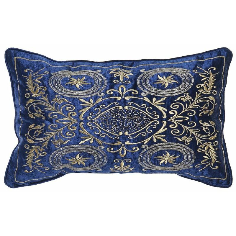 

Cojín DKD Home Decor Poliéster Terciopelo Dorado Azul marino (50 x 10 x 30 cm)