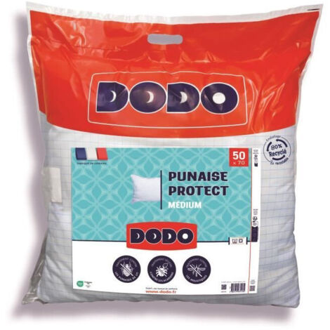 Cojín DODO medio 50x70 cm - Protección contra chinches, ácaros - 550 g - Blanco - Fabricado en Francia
