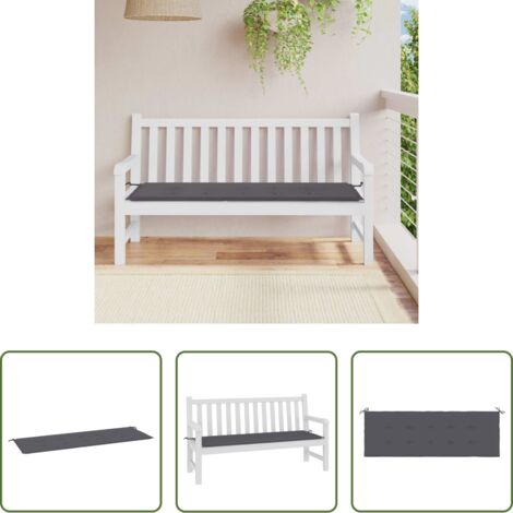 Cojín exterior -  Cojín de banco de jardín tela Oxford gris antracita 150x50x3 cm